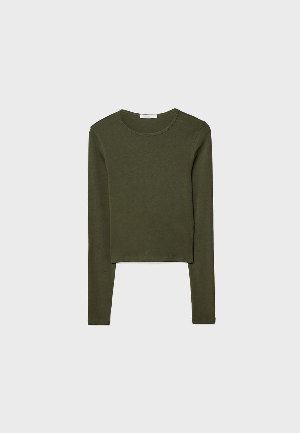 Basic katoenen T-shirt met lange mouwen