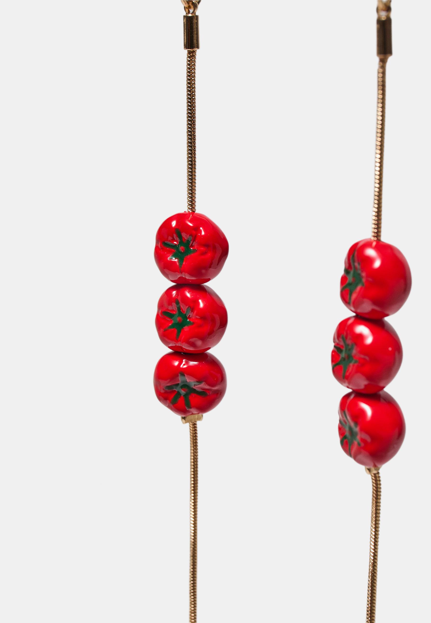 Tomato cascade earrings — Red