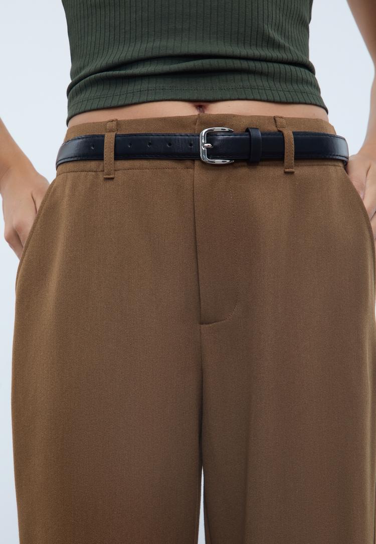 pantalon fluido recto vestir cinturon