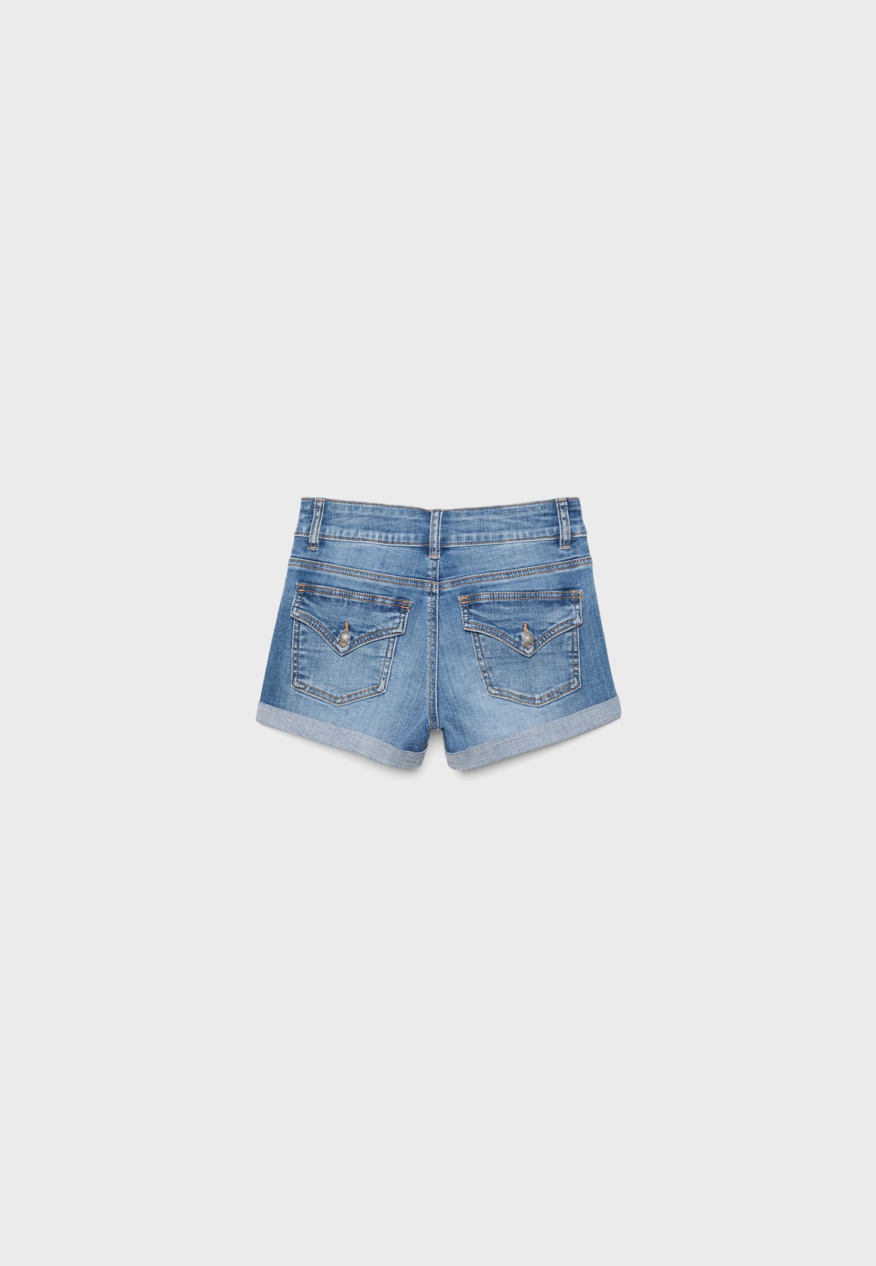 Turn-up hem denim shorts — MEDIUM LIGHT BLUE DENIM