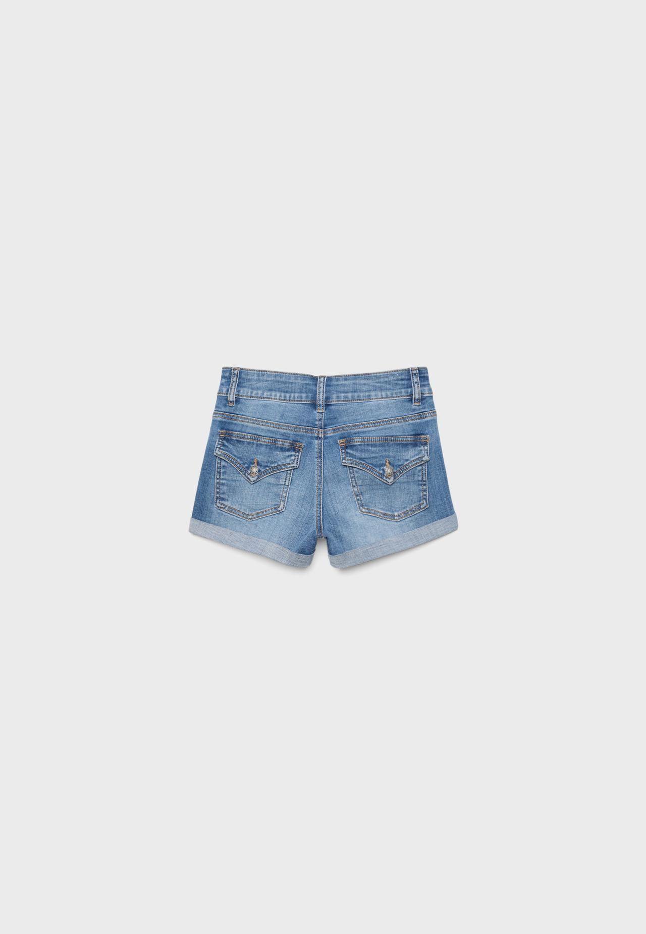 Turn-up hem denim shorts — MEDIUM LIGHT BLUE DENIM
