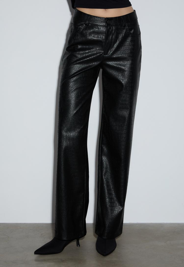 pantalon straight efecto piel textura coco
