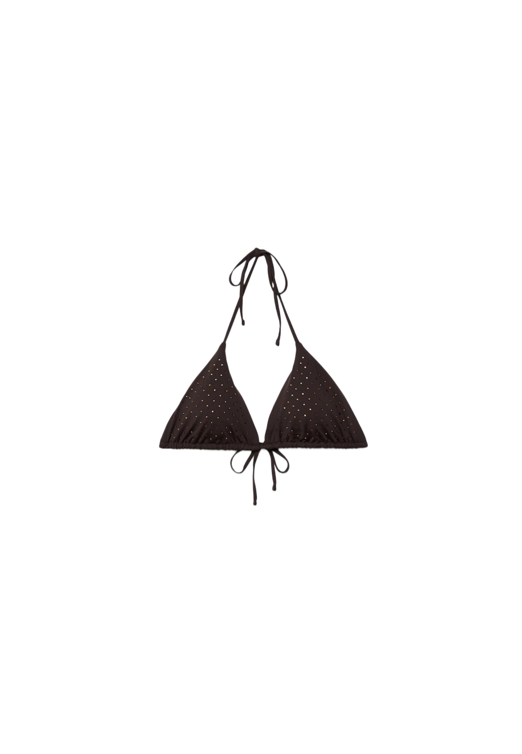 Shimmery triangle bikini top — Brown