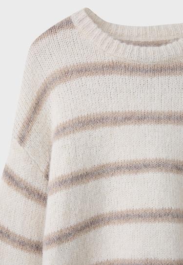 Striped knit jumper — Ecru 6