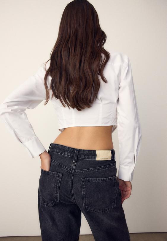 Stradivarius Corsetry-Inspired Poplin Shirt White S