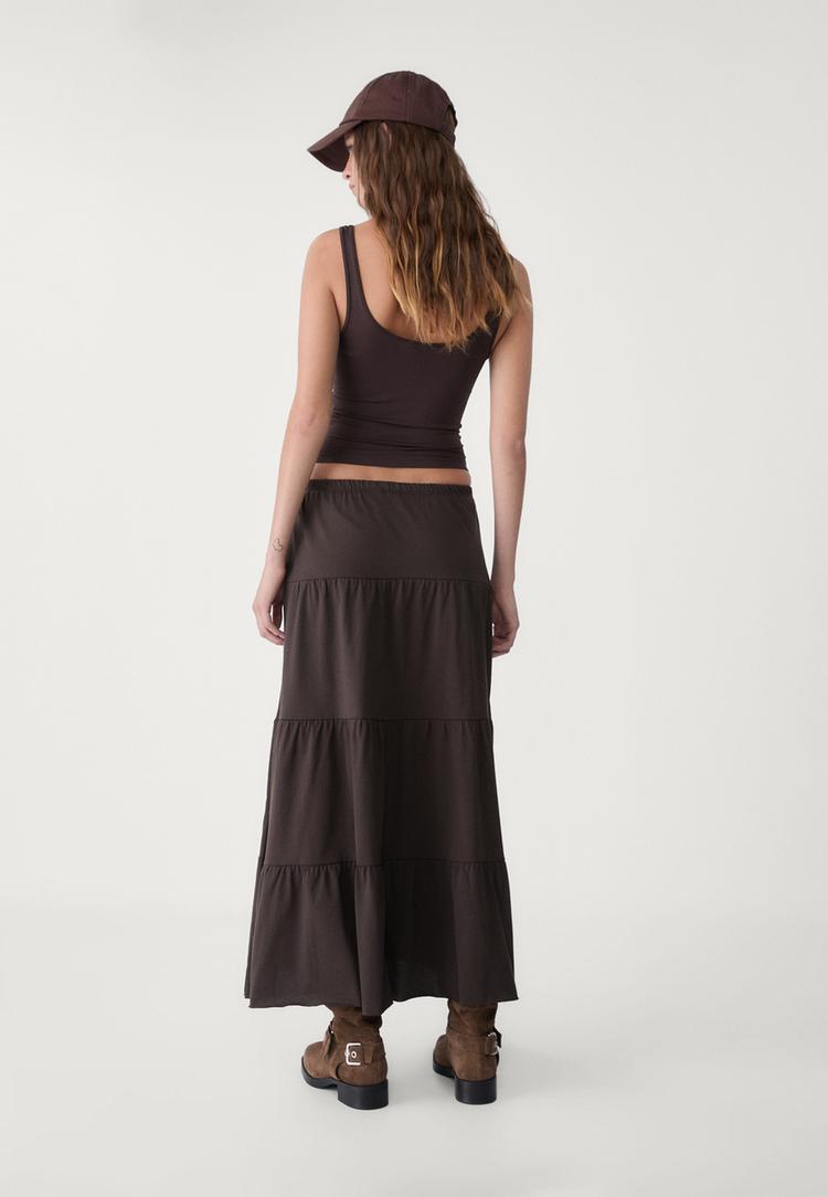 lange soepelvallende tricot rok
