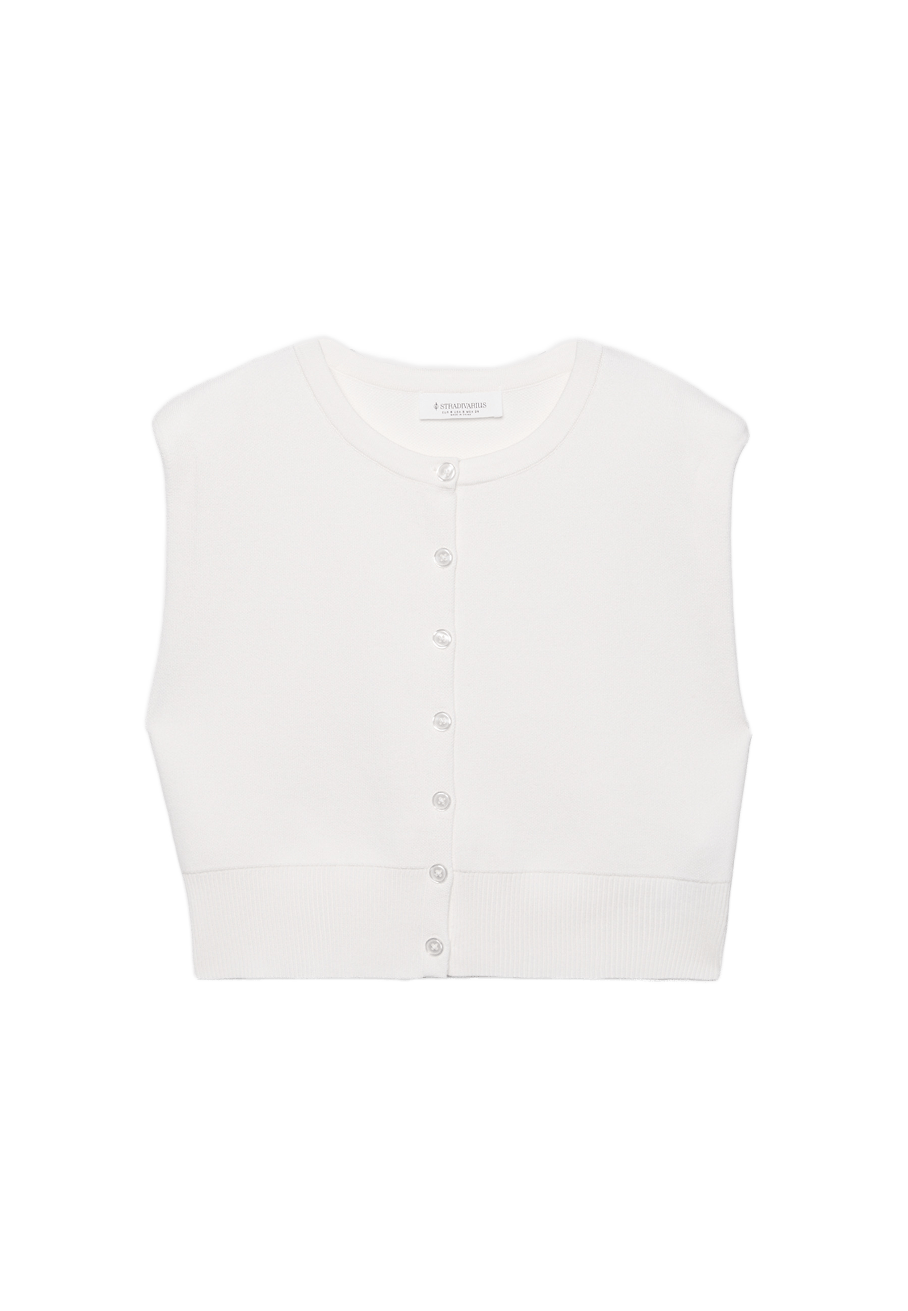 Knit vest with padded shoulders — Ecru