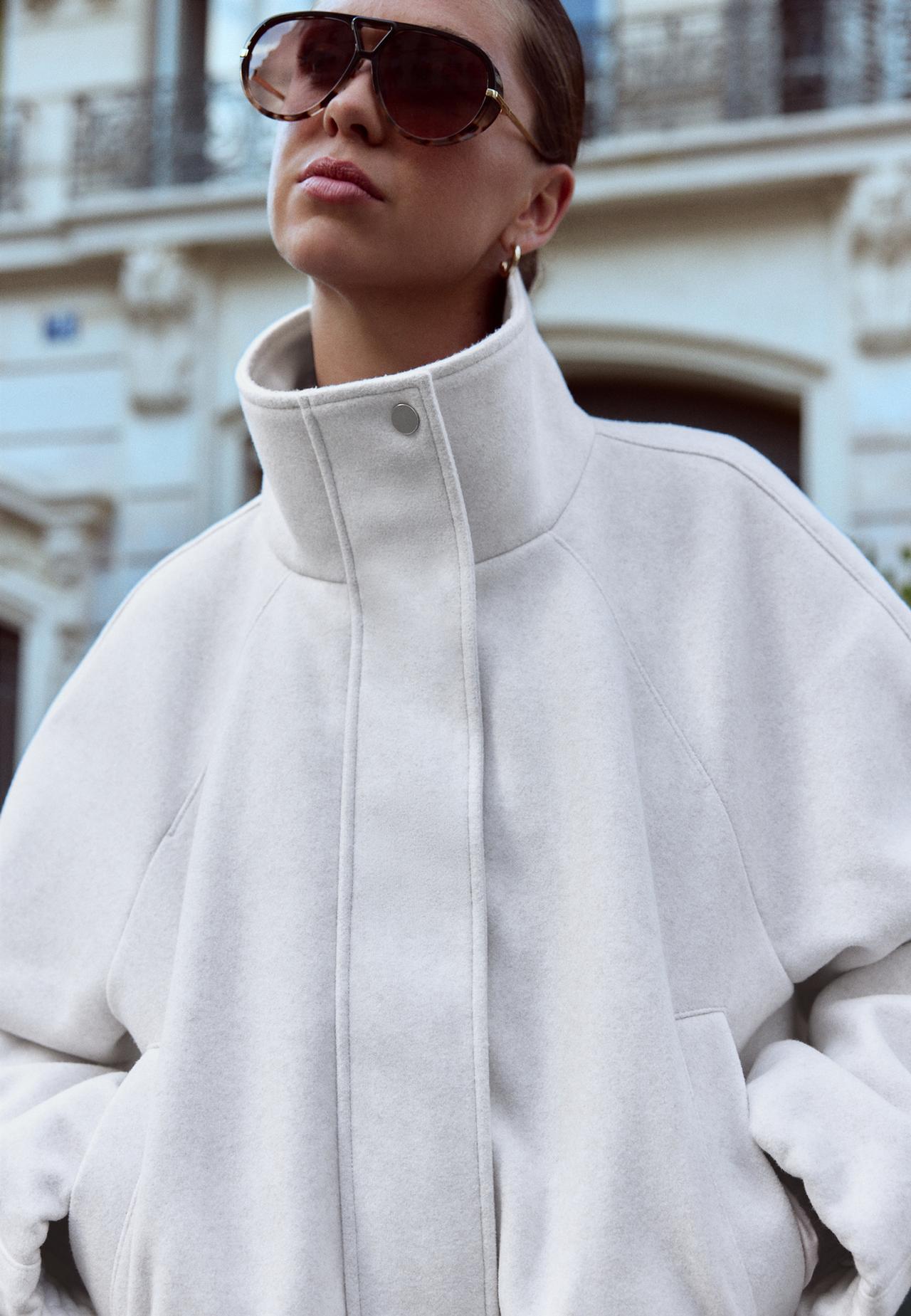 Soft-touch balloon jacket — Ecru