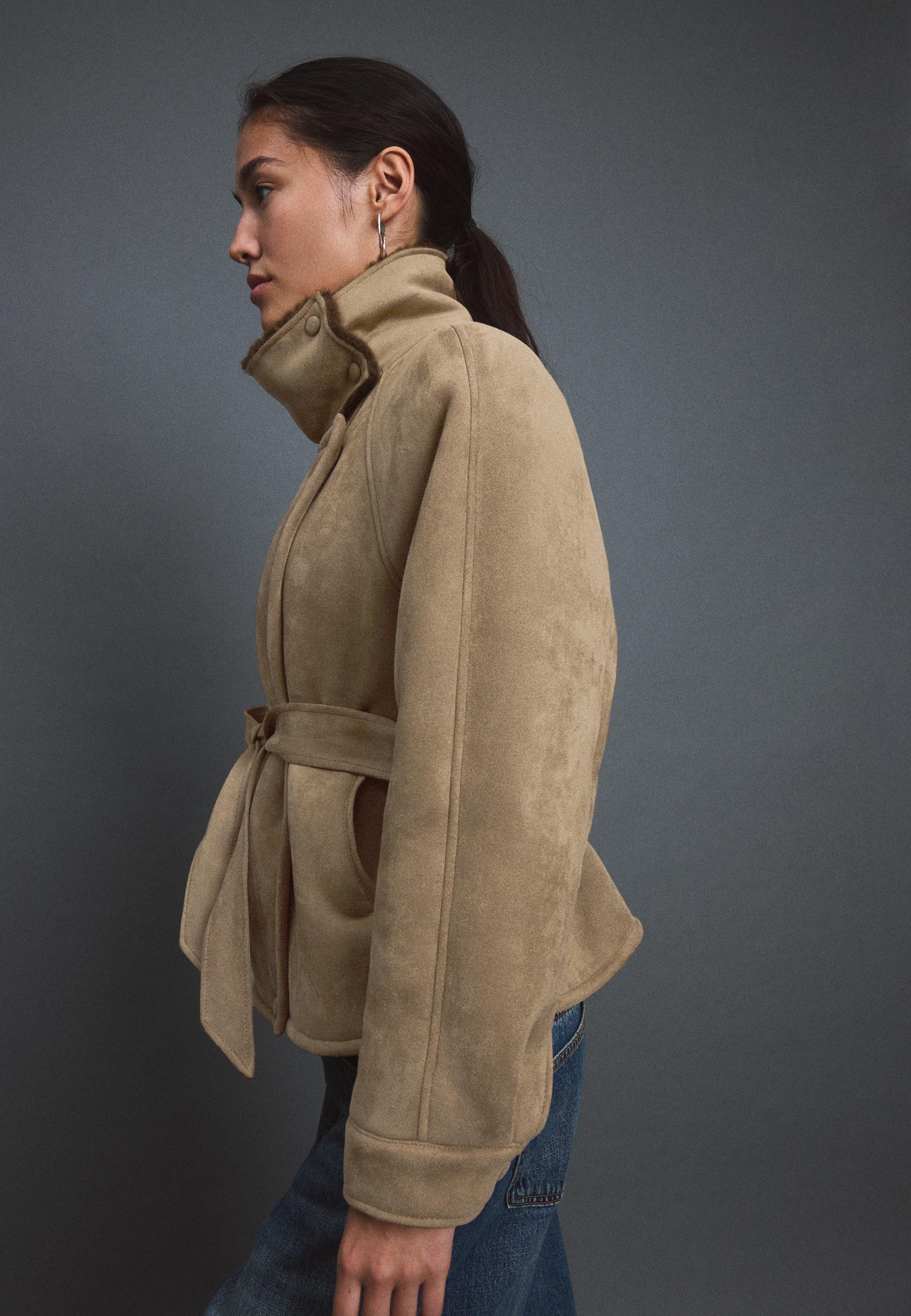Stradivarius İçi kürklü suni süet ceket görsel 8