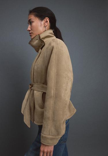 Faux suede double-faced jacket — camel 3