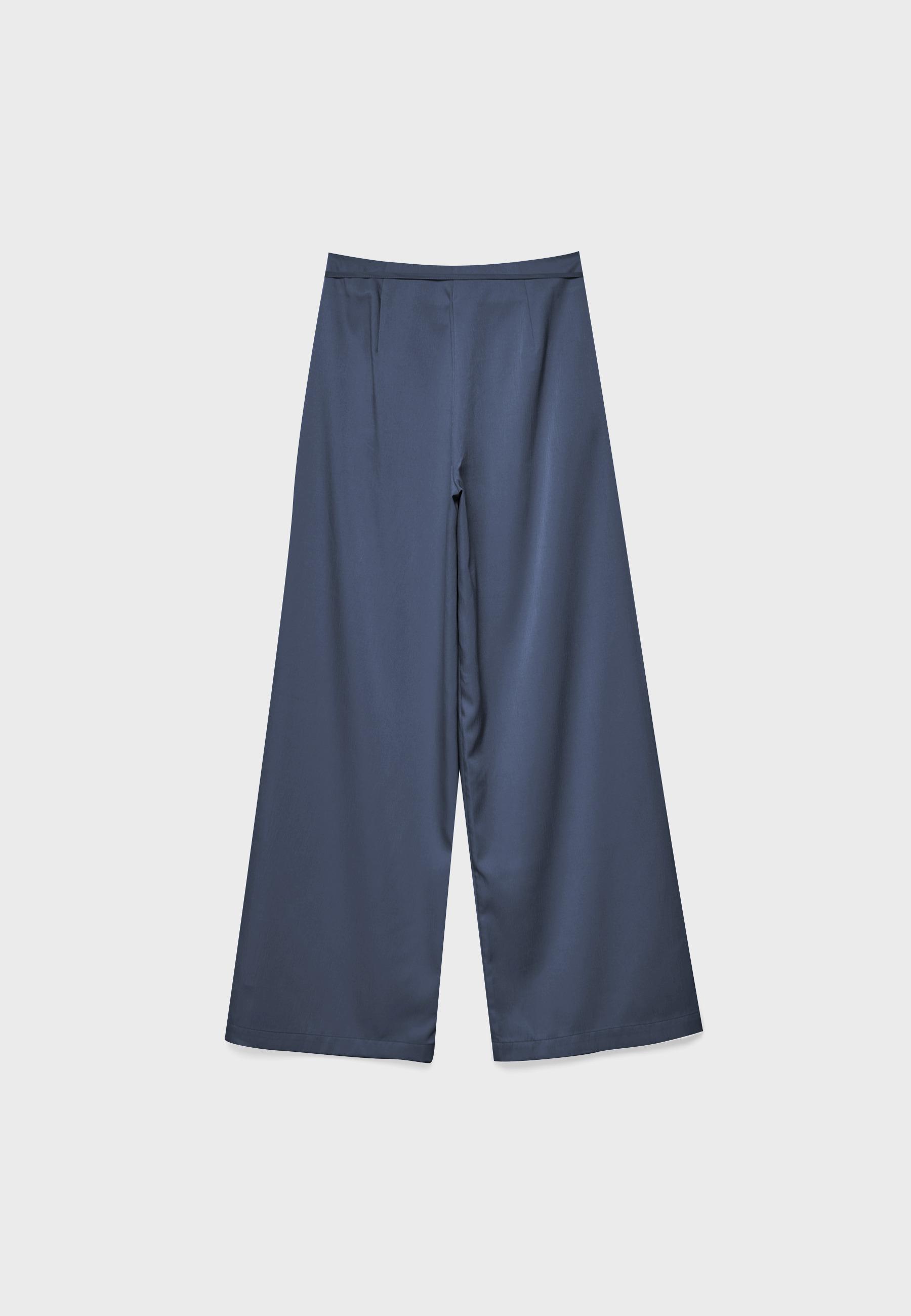 Flowing creased-effect trousers with tie — Navy blue