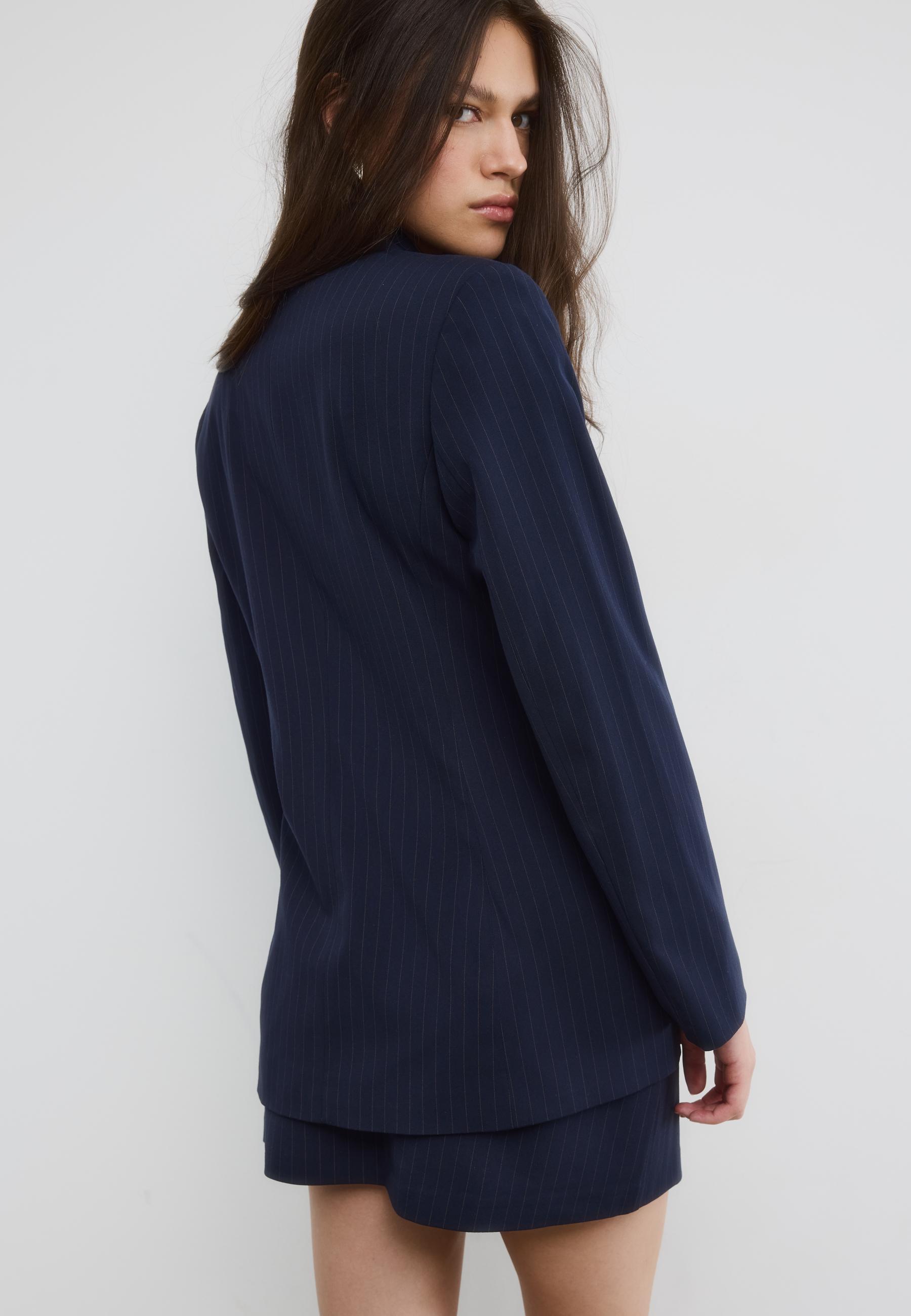 Striped fitted blazer — Navy blue