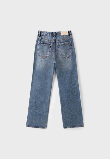 D92 Ripped straight wide-leg jeans — OVERDYED BLUE DENIM 8