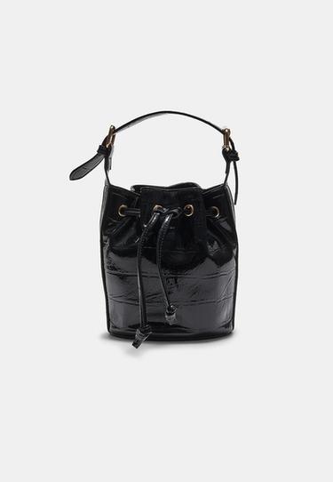 Mock croc bucket bag — Black 1