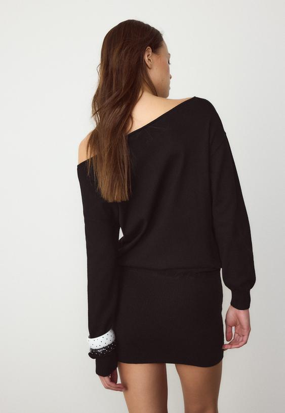 robe courte en maille a col bateau