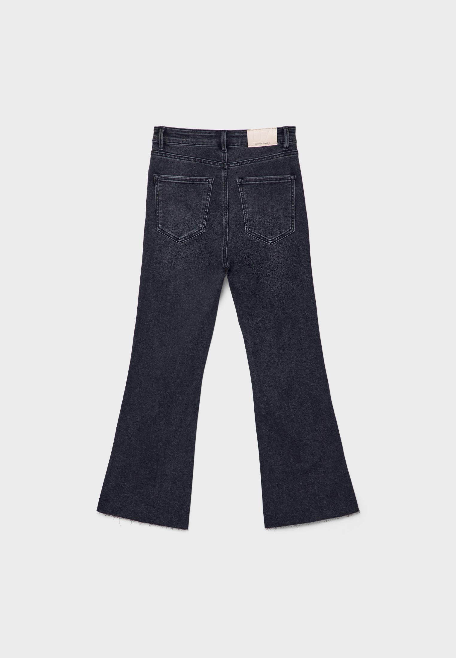 D78 Cropped bell bottom jeans — BLACK DENIM RINSE WASH