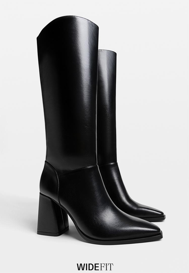 wide fit botas altas tacon