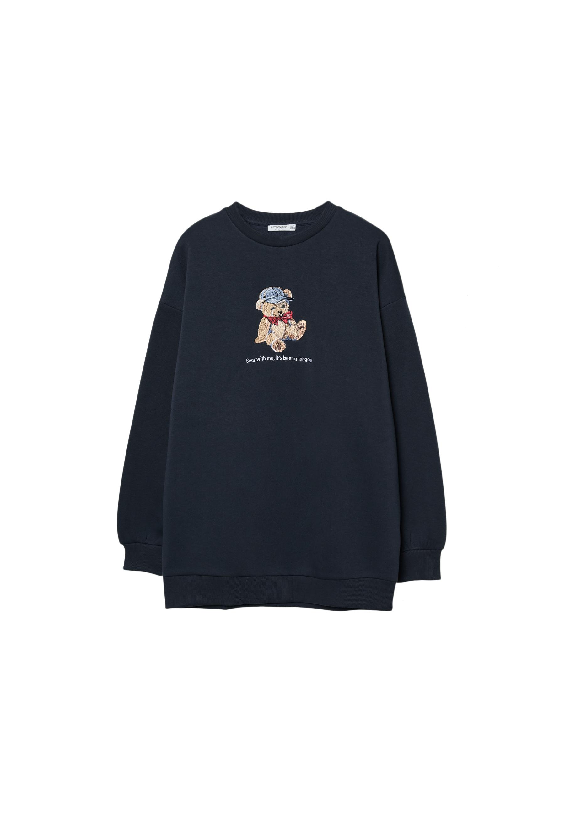 Embroidered bear sweatshirt - Women's fashion | Stradivarius