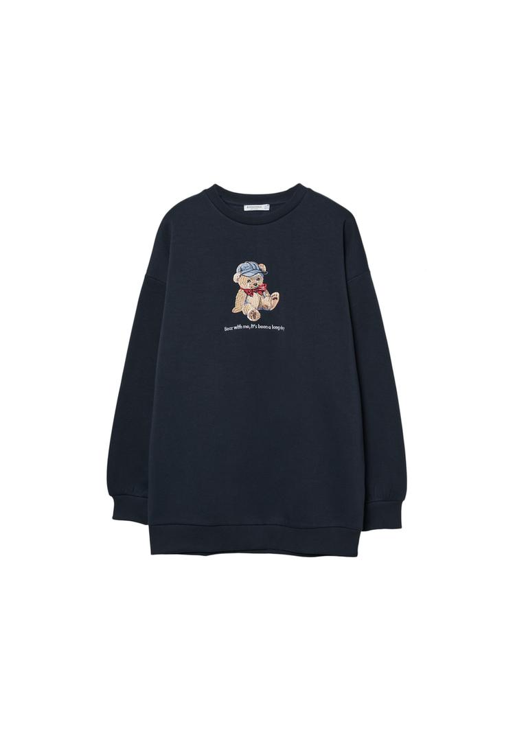 Ayı işlemeli sweatshirt_8