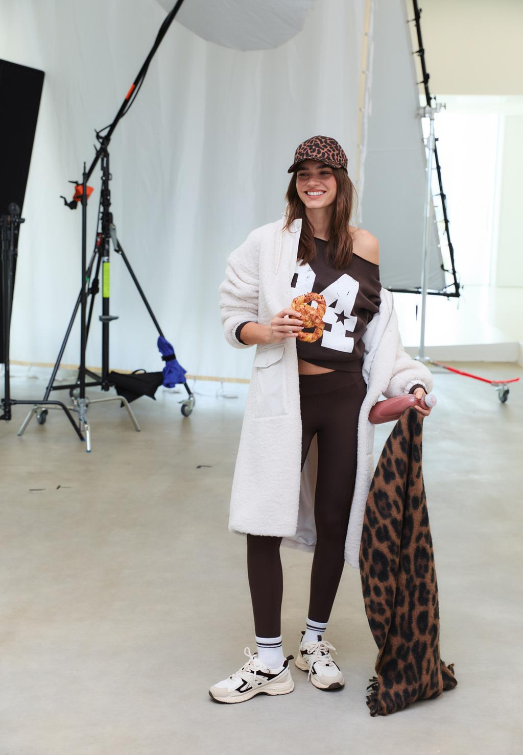 Long faux shearling lined coat