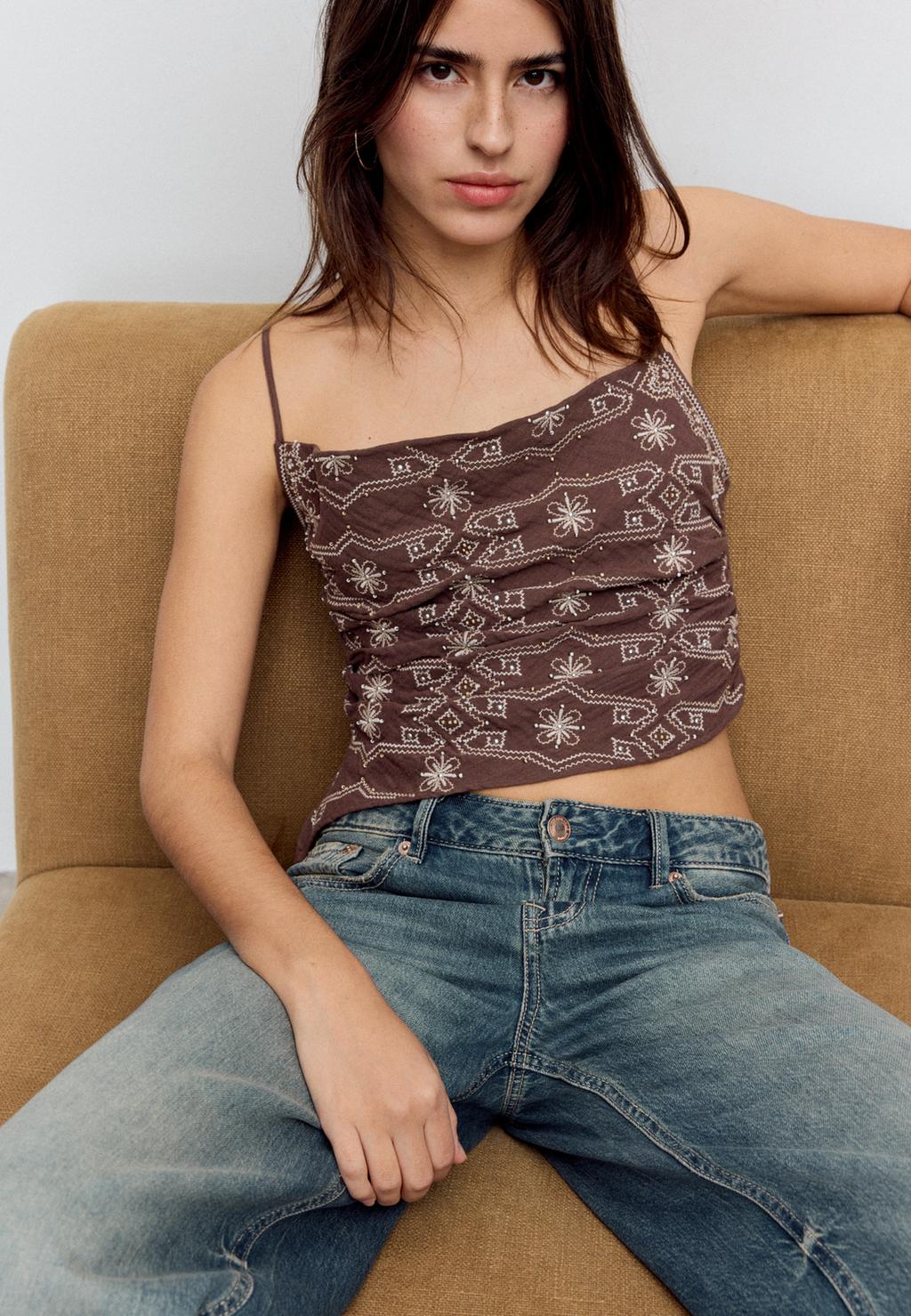 Besticktes Trägertop