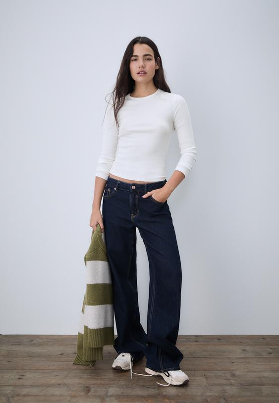 uzun kollu fitilli t shirt