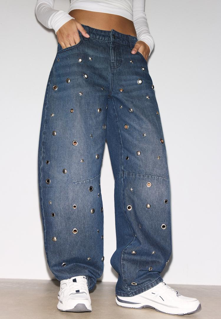 jeans baggy eyelets