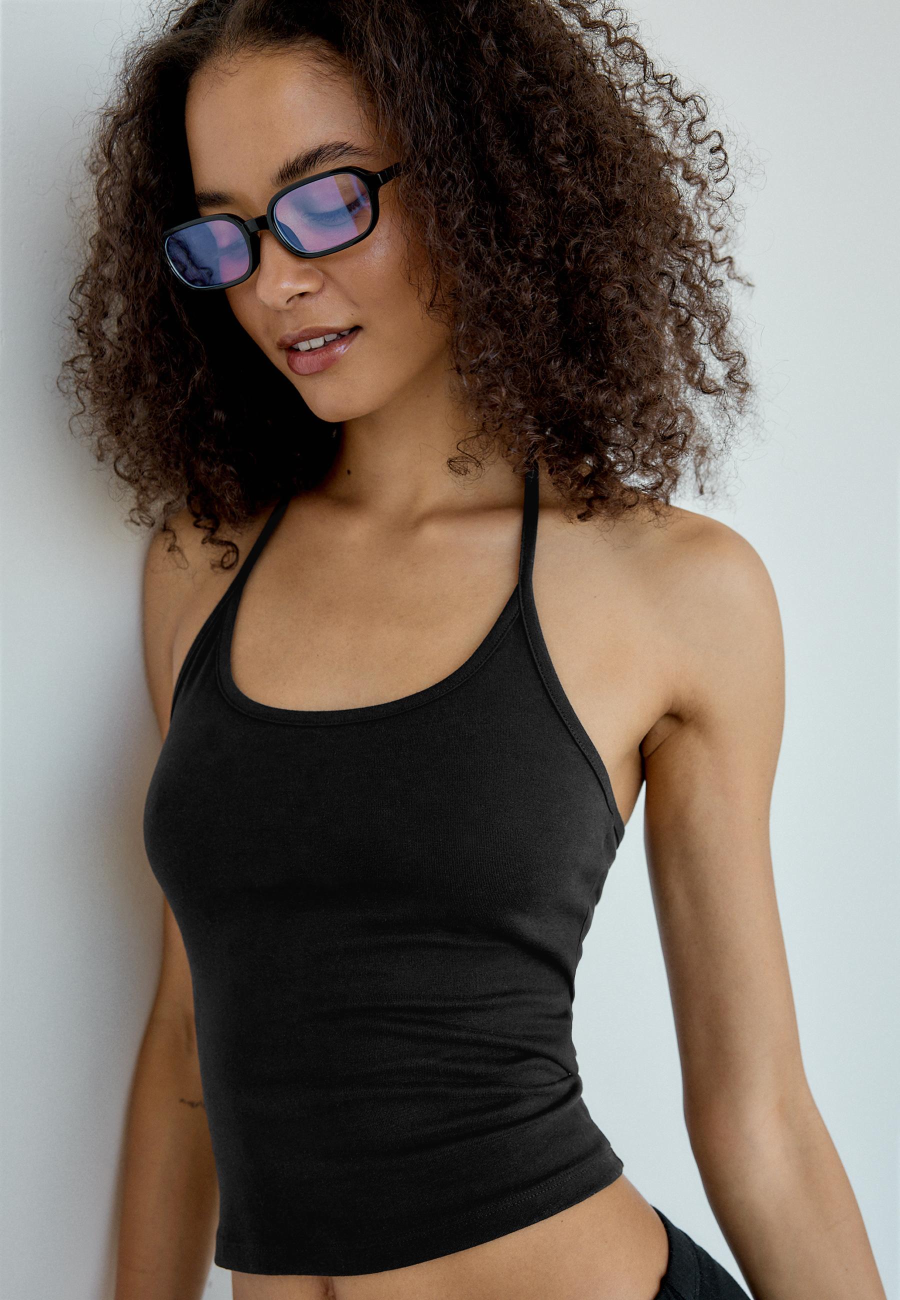 Knit halter top — Black