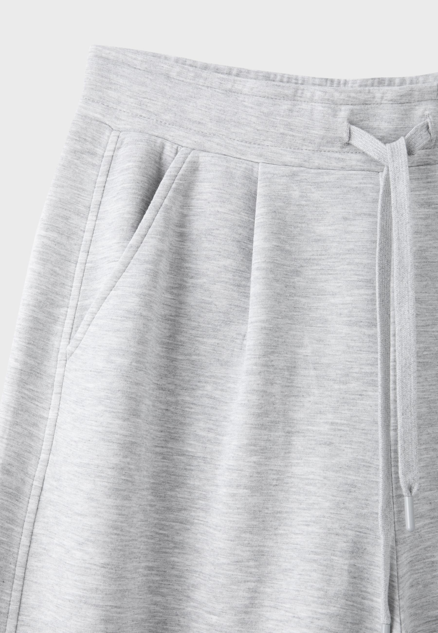 Soft-touch barrel joggers with stoppers — Grey melange
