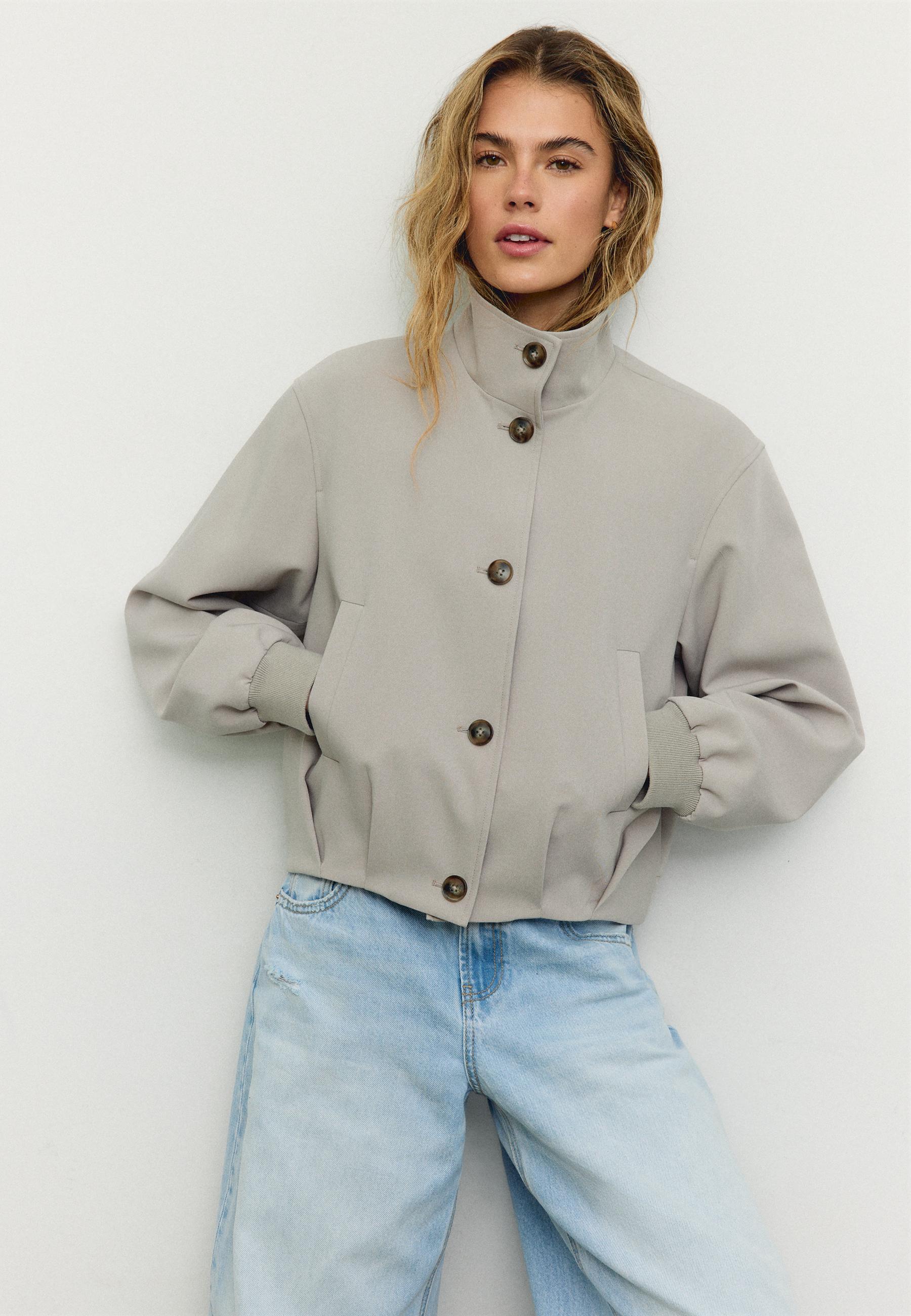 High neck puffer jacket — Brown