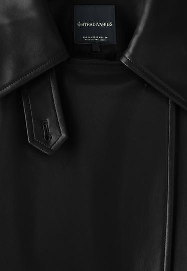 Long leather effect trench coat — Black 9