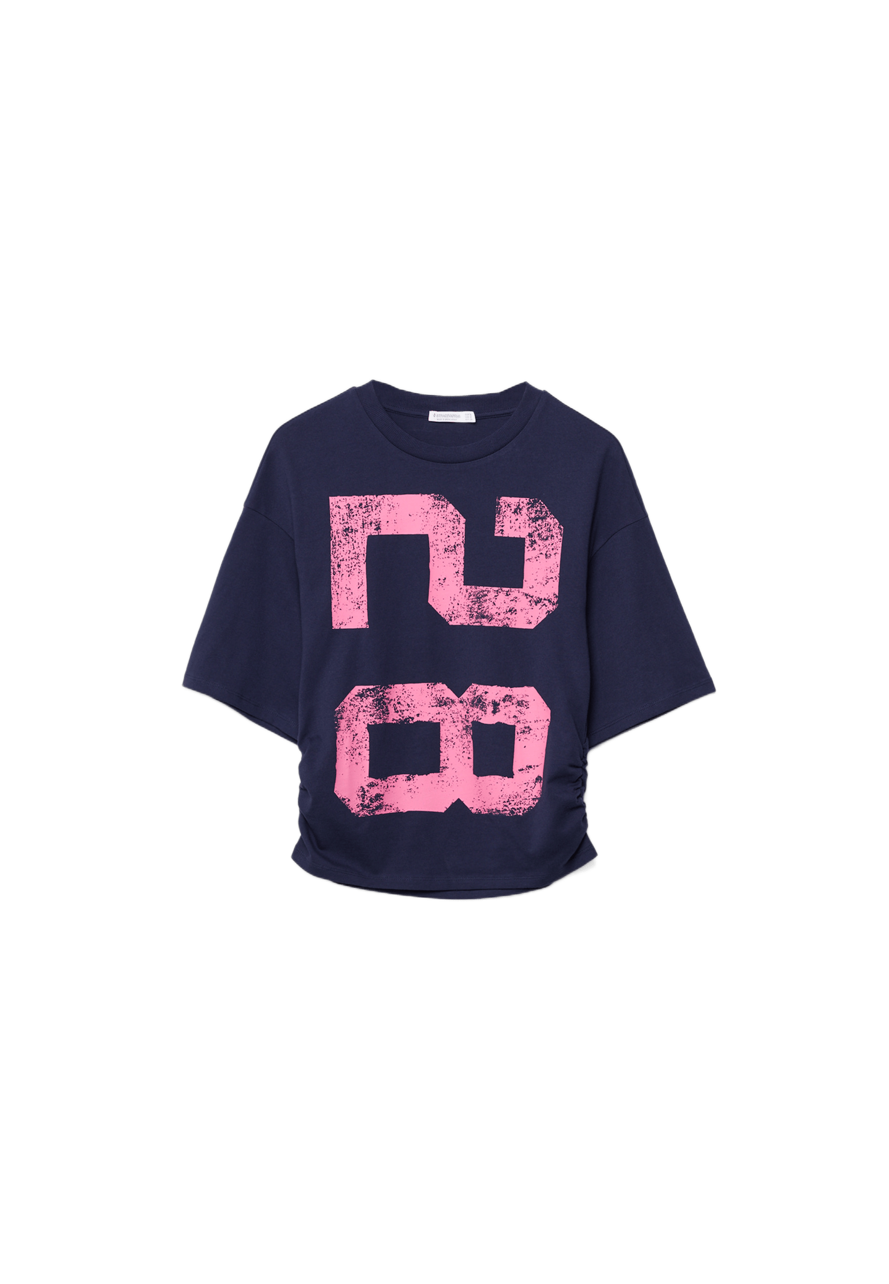 Placement ruched crop T-shirt — Dark blue
