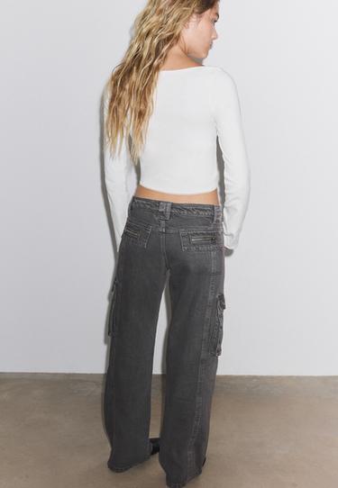 Low-rise cargo trousers — Dark grey 5