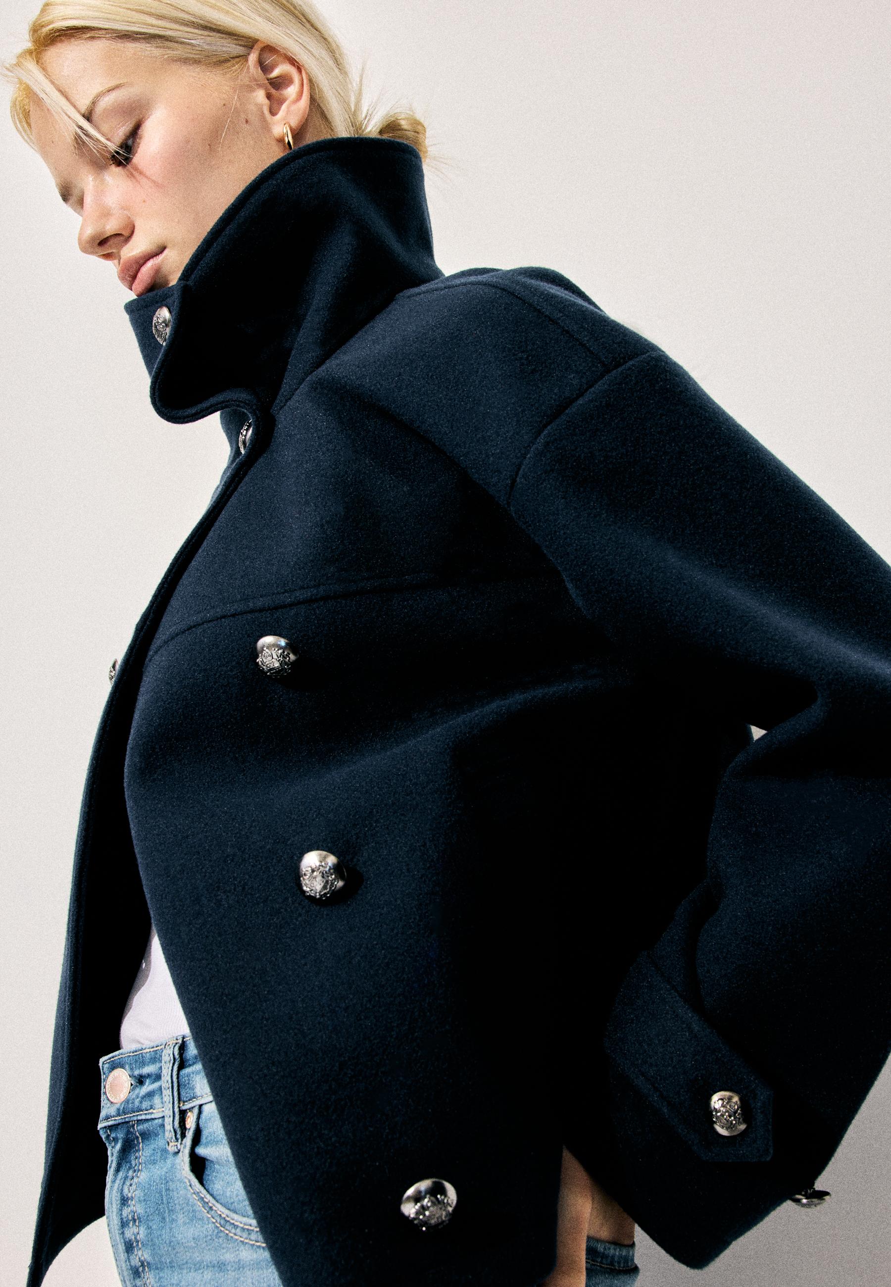 Soft-touch crossover high neck jacket - Women's fashion