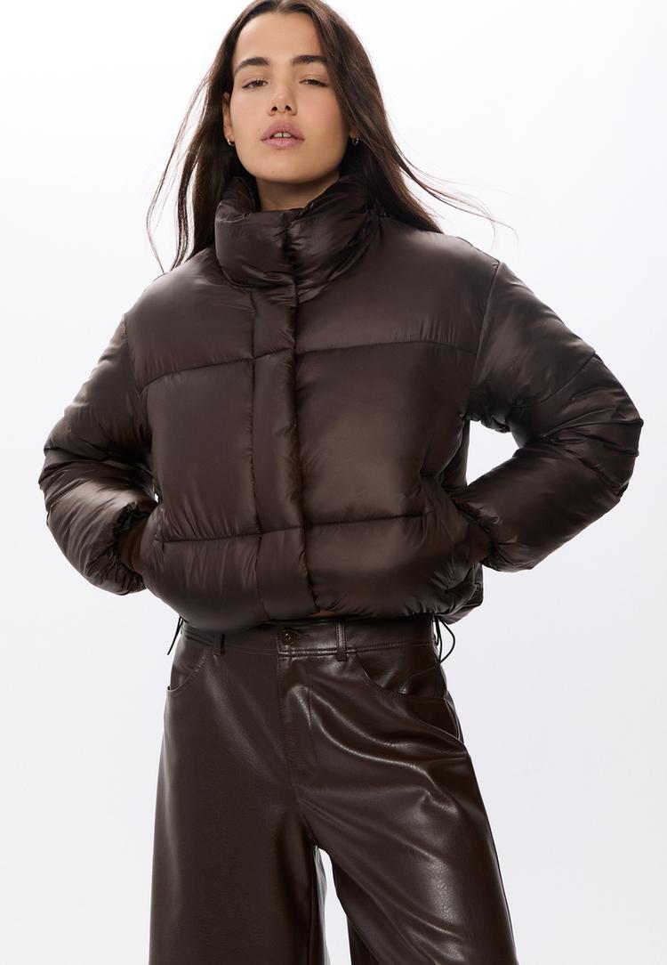 satin effect puffer jacket