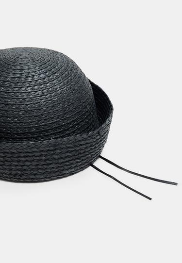 Round raffia hat — Black 3