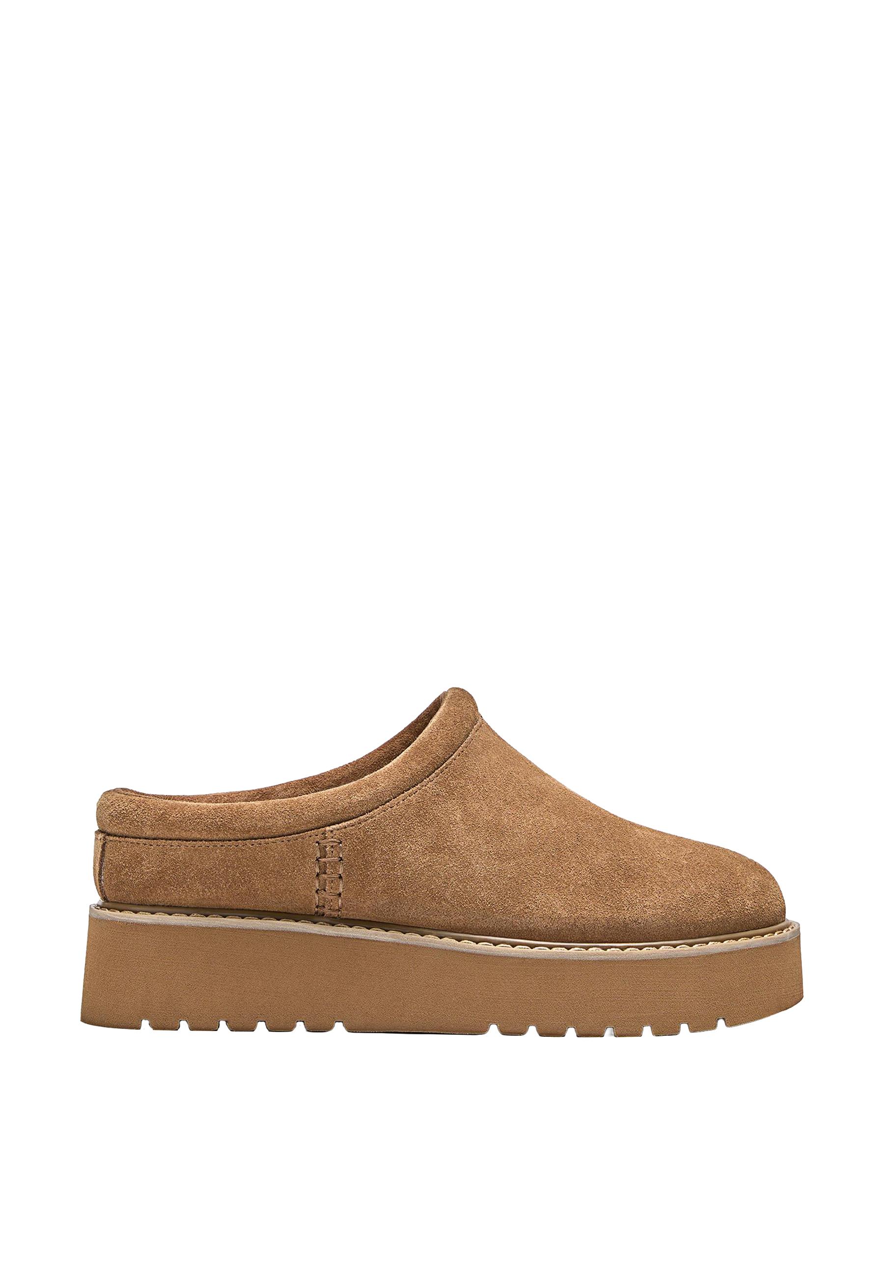 Flat leather clogs — BEIGE