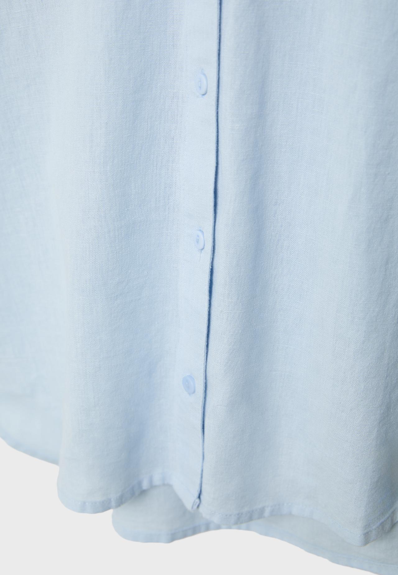 Linen blend shirt with pocket — Sky blue