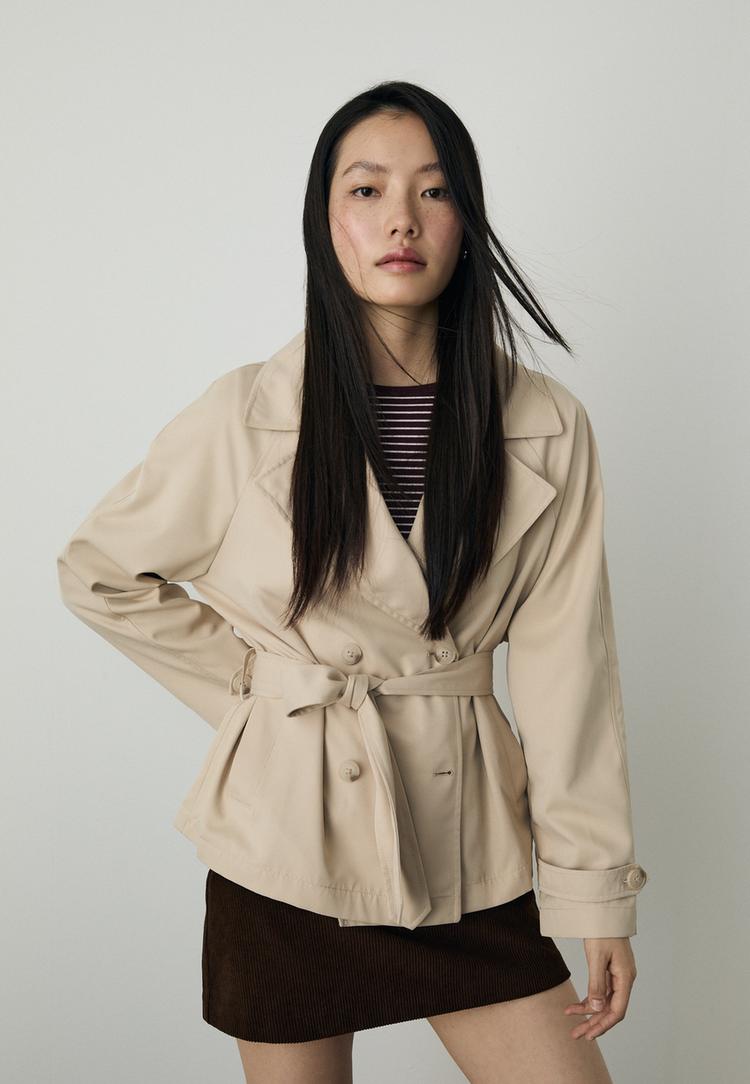 short flowing trench coat with belt