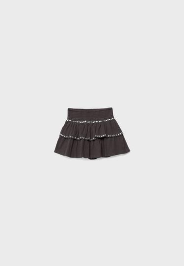 Zımbalı fırfırlı mini etek - Görsel 7