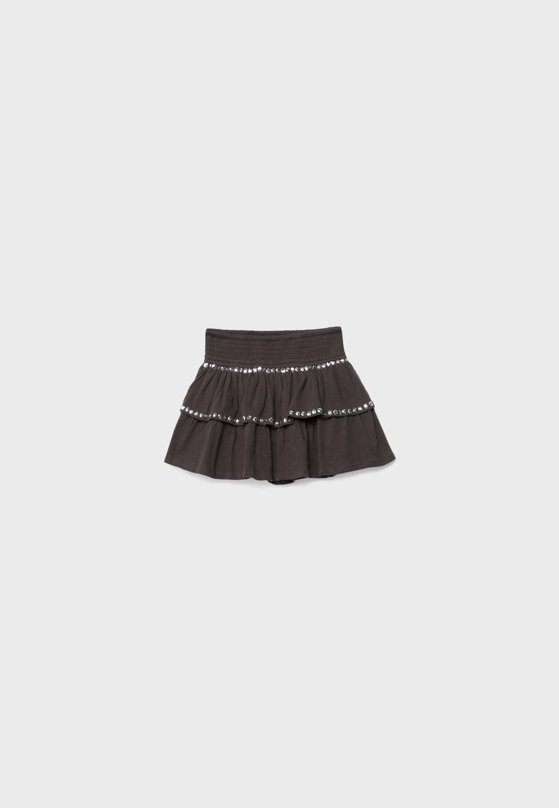 Studded ruffled mini skirt — Brown