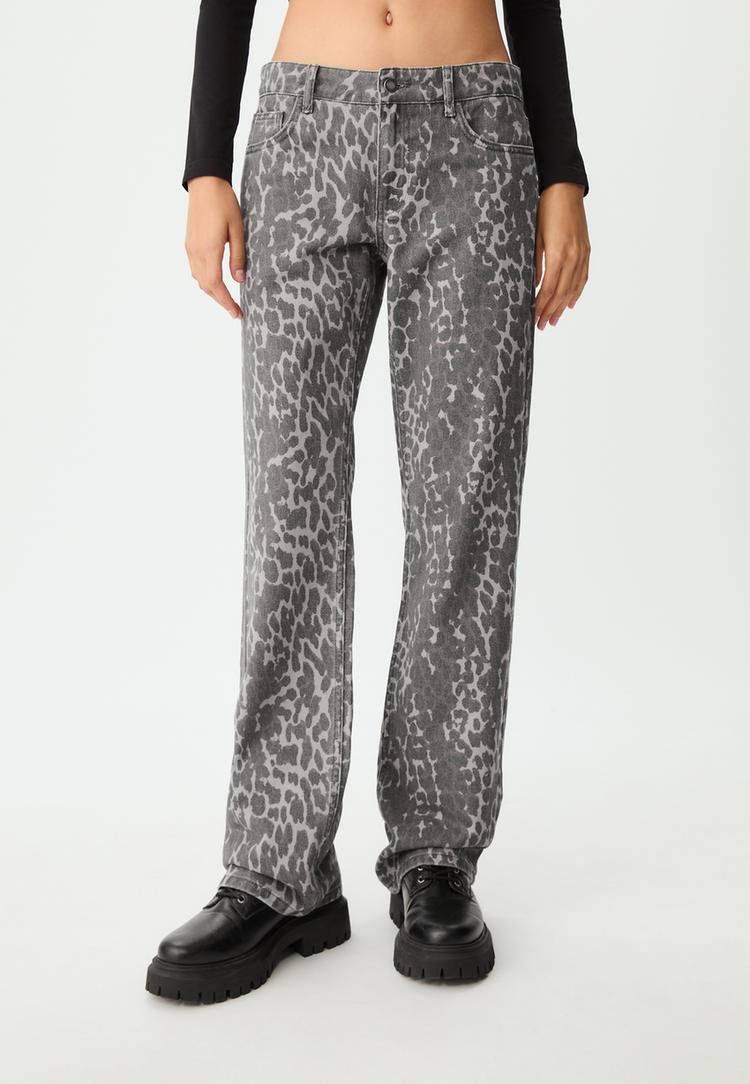 calcas straight leopardo