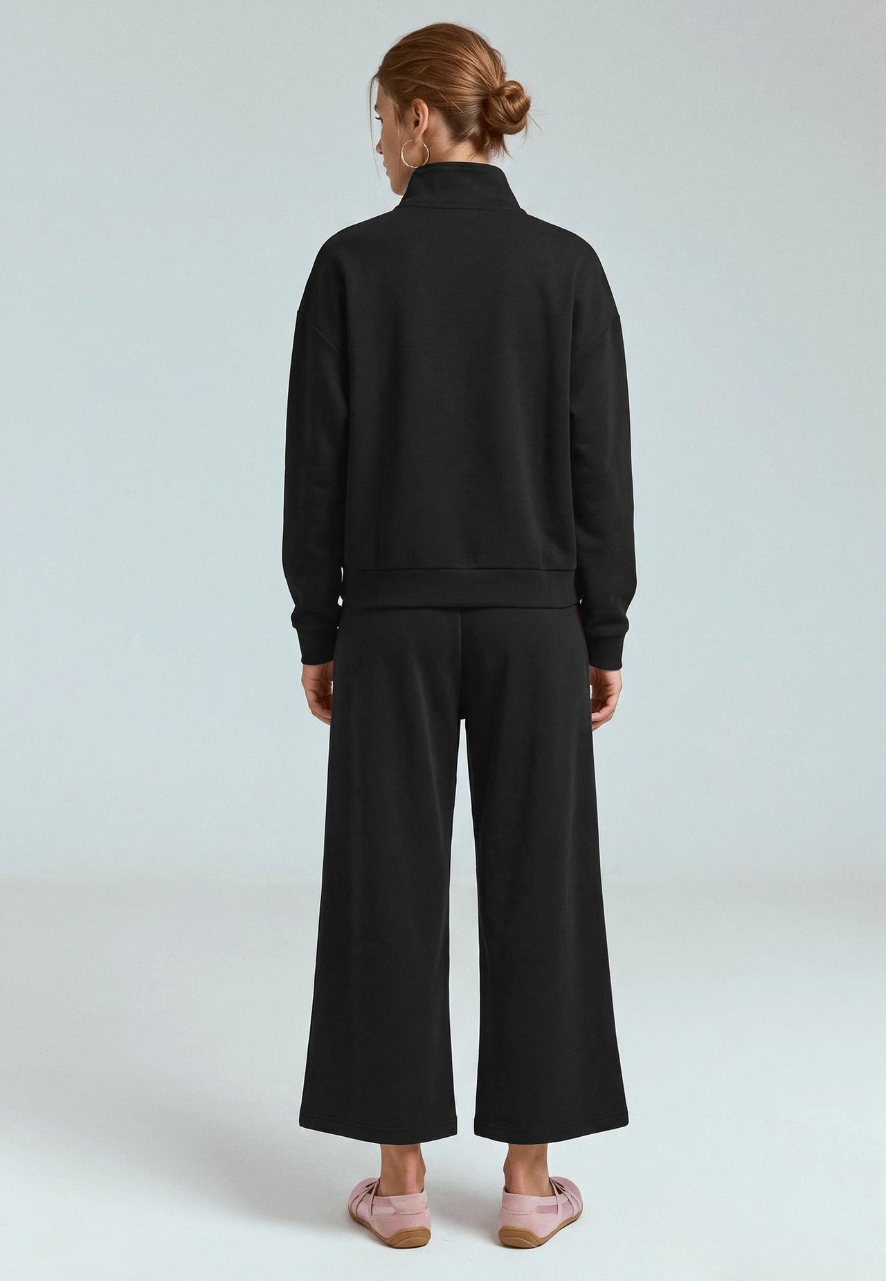 Soft-touch culottes — Black