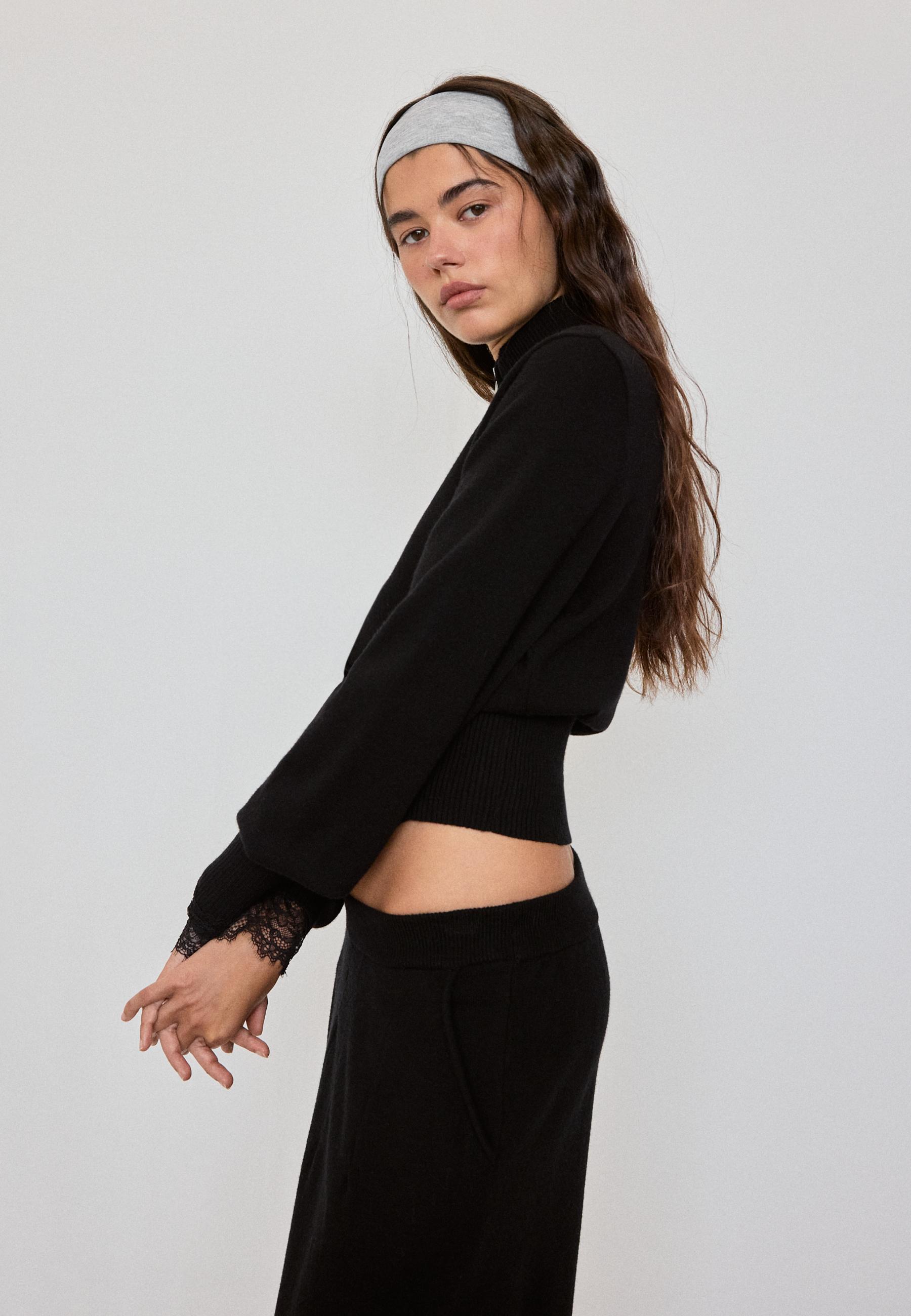 Fitted zip-up knit cardigan - Women's Knitwear | Stradivarius