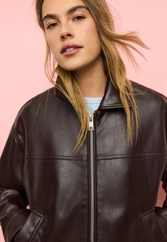 giacca oversize effetto finta pelle