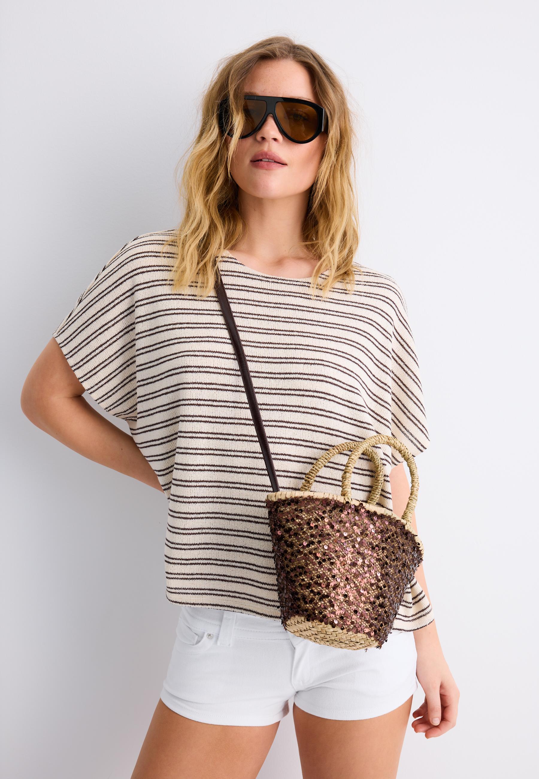 Mini sequin tote bag — Brown