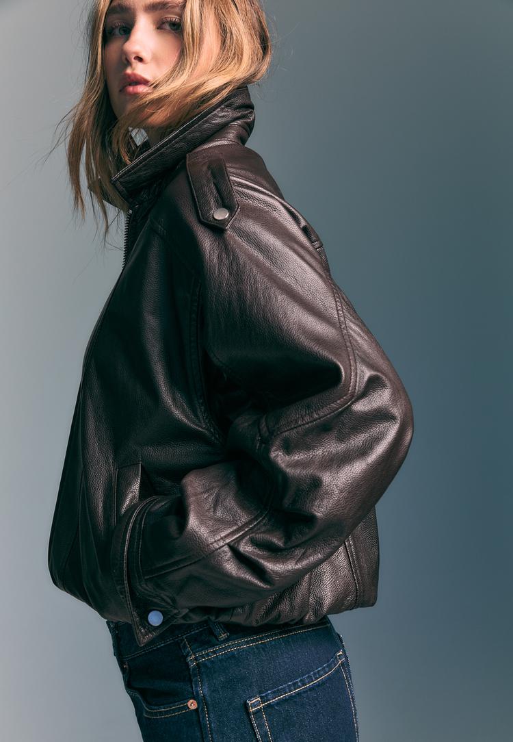 cazadora oversize piel