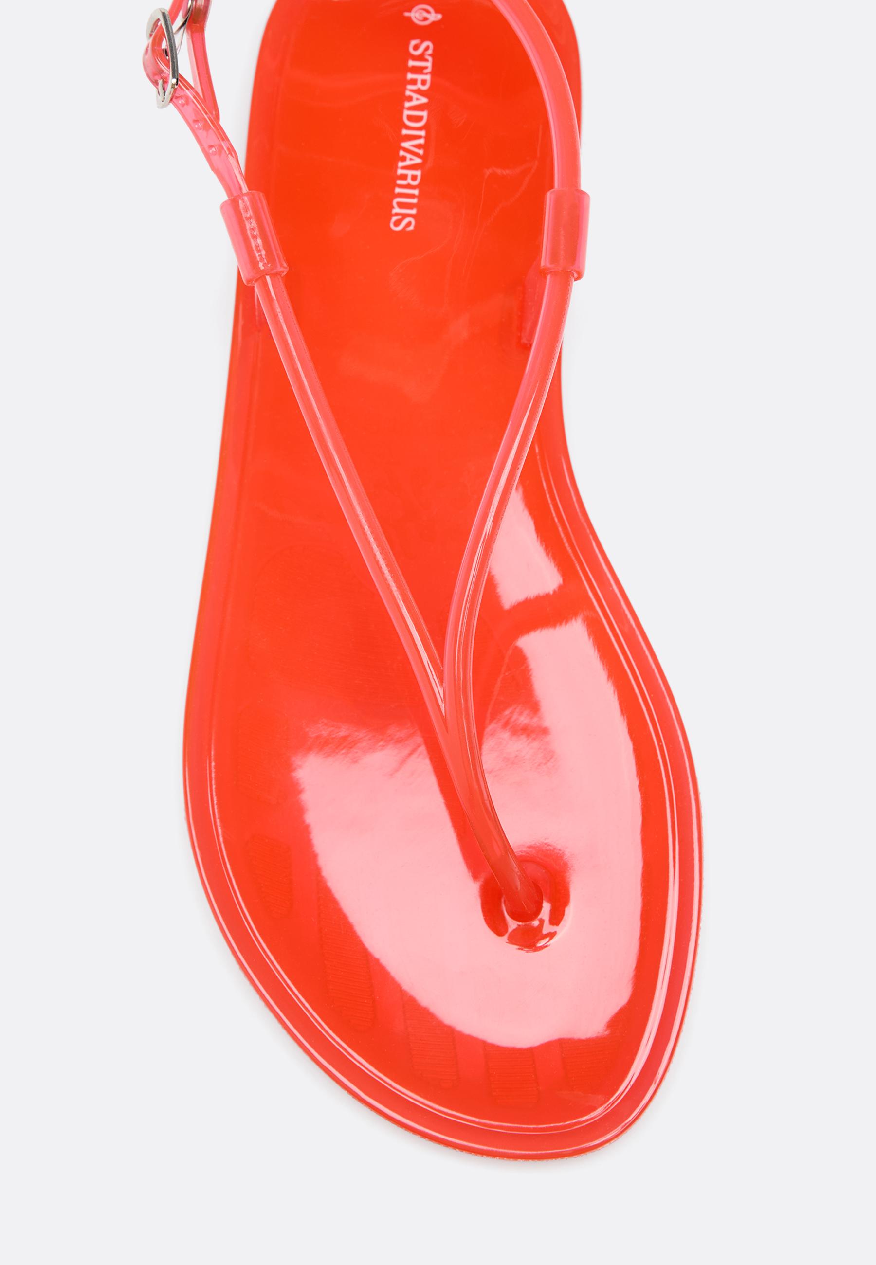 Flat rubber thong sandals — ORANGE
