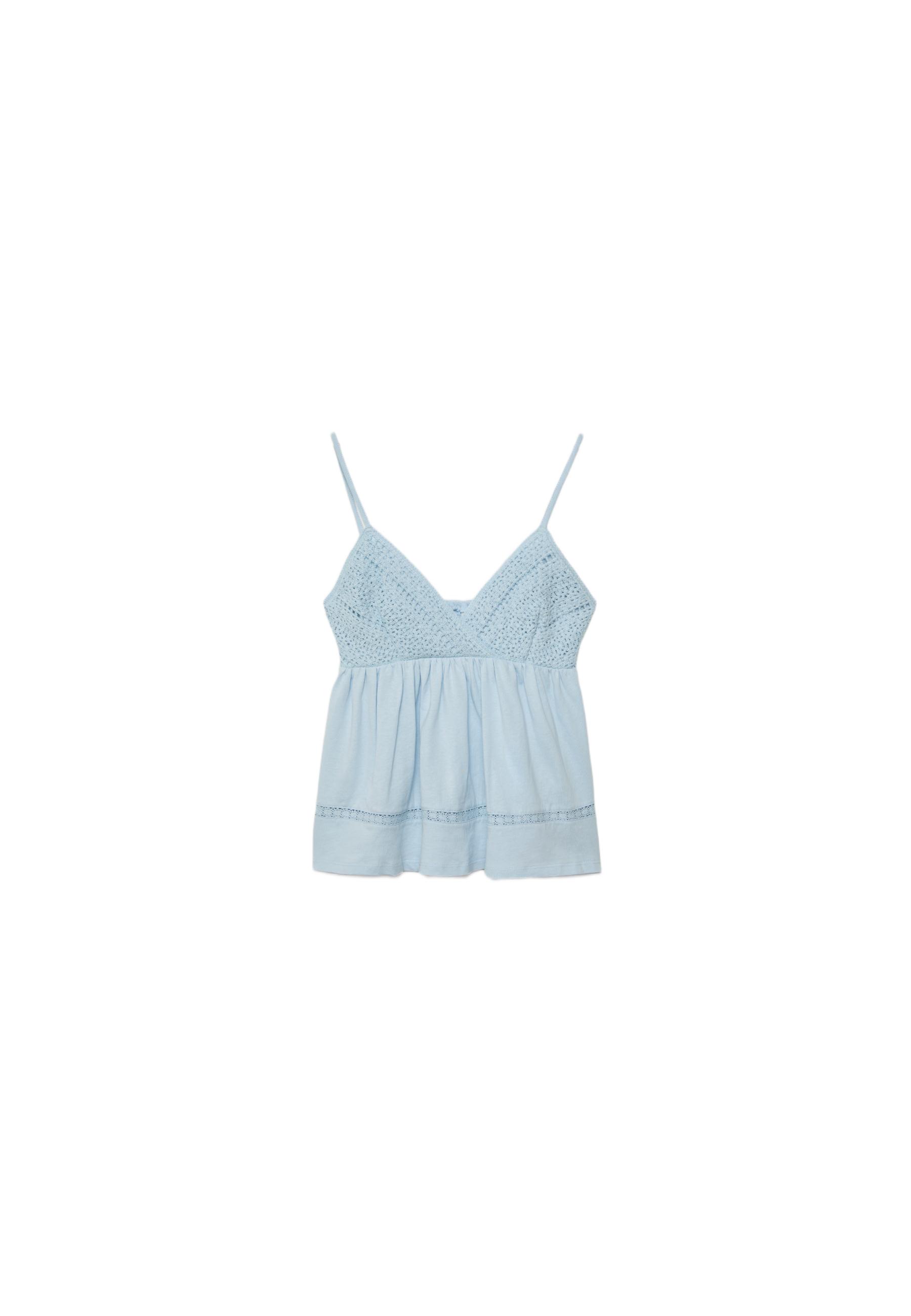 Crochet strappy top — Sky blue