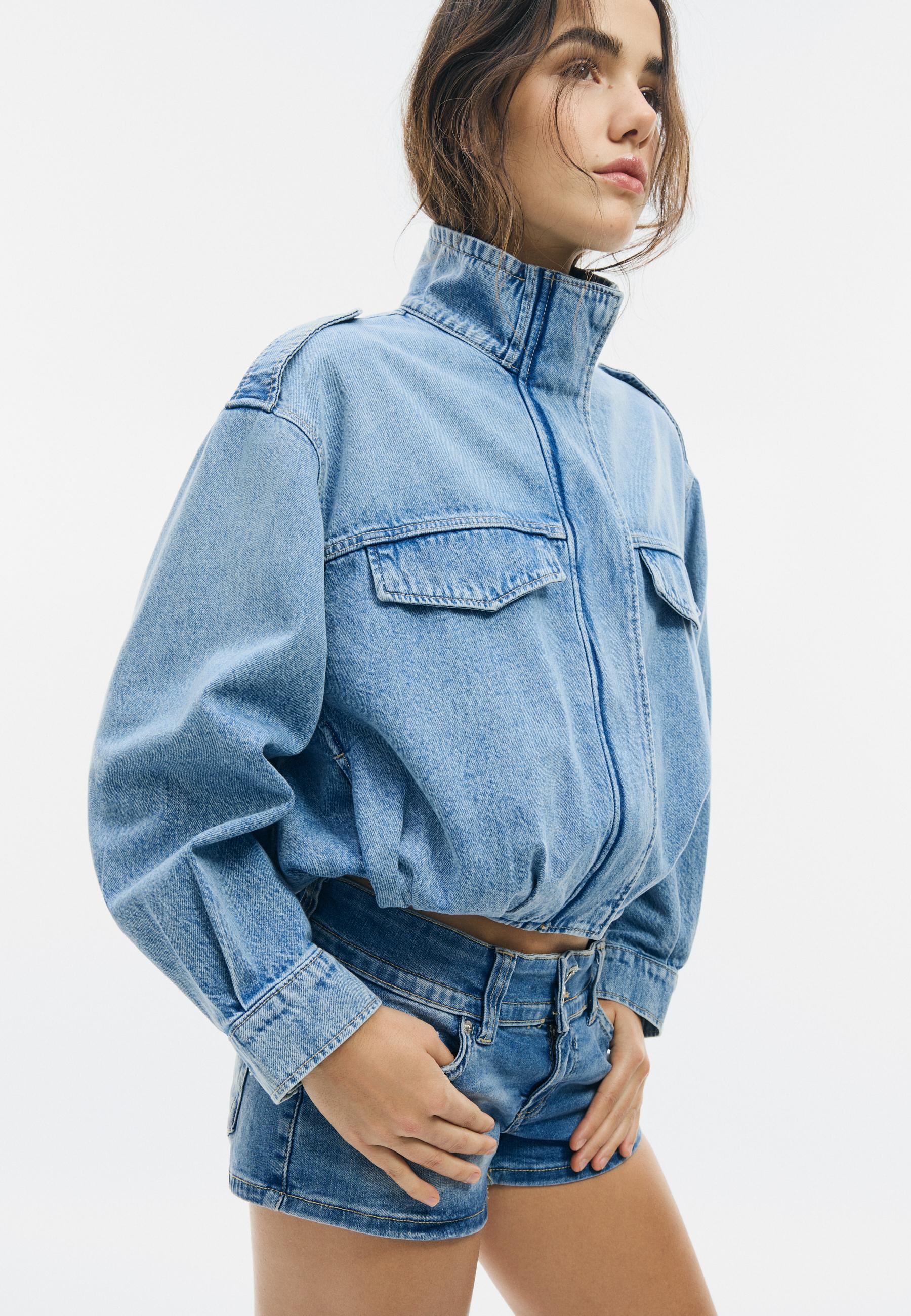 Balloon denim jacket - Women's fashion | Stradivarius United Kingdom